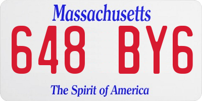 MA license plate 648BY6