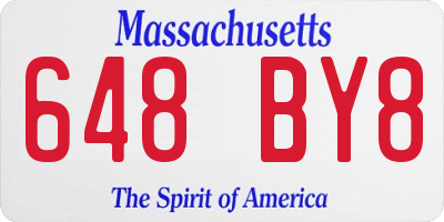 MA license plate 648BY8