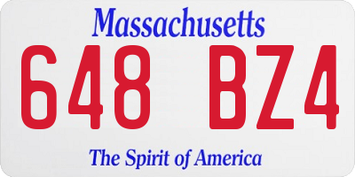 MA license plate 648BZ4