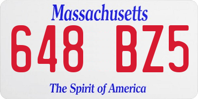 MA license plate 648BZ5