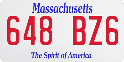 MA license plate 648BZ6