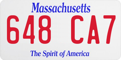 MA license plate 648CA7