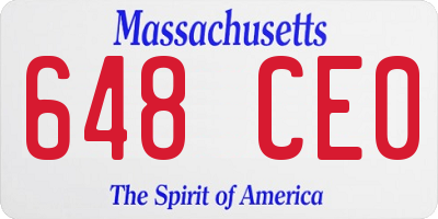 MA license plate 648CE0