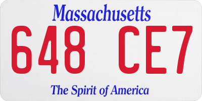 MA license plate 648CE7