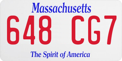 MA license plate 648CG7
