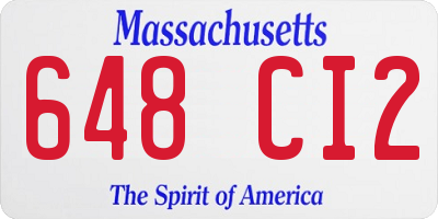 MA license plate 648CI2