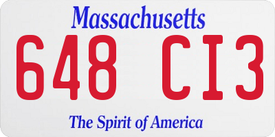 MA license plate 648CI3