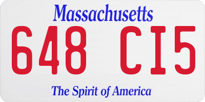 MA license plate 648CI5