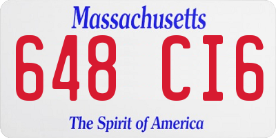 MA license plate 648CI6