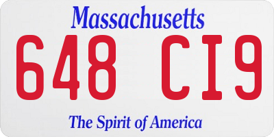 MA license plate 648CI9