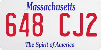 MA license plate 648CJ2