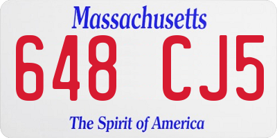MA license plate 648CJ5