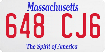 MA license plate 648CJ6