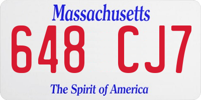 MA license plate 648CJ7