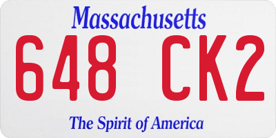 MA license plate 648CK2