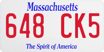 MA license plate 648CK5