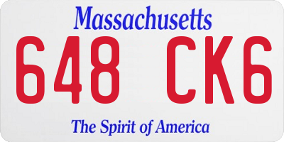 MA license plate 648CK6