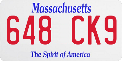 MA license plate 648CK9
