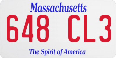 MA license plate 648CL3