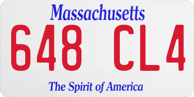 MA license plate 648CL4