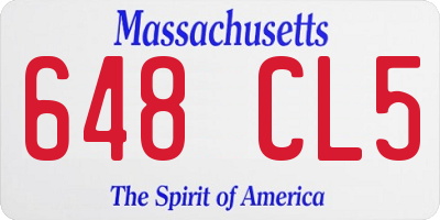 MA license plate 648CL5