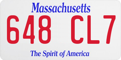 MA license plate 648CL7