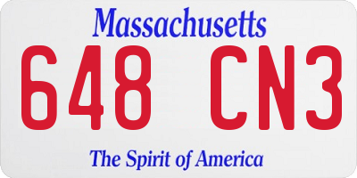 MA license plate 648CN3