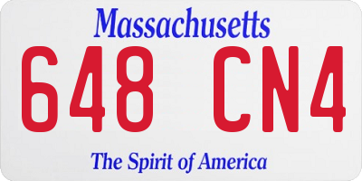 MA license plate 648CN4
