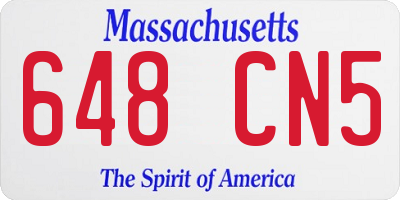 MA license plate 648CN5