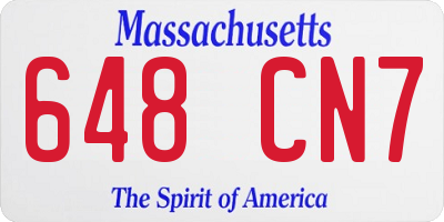 MA license plate 648CN7