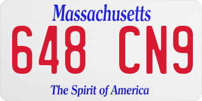 MA license plate 648CN9