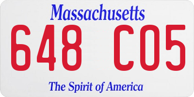 MA license plate 648CO5