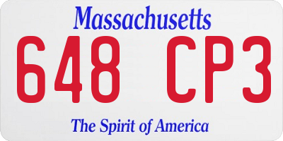 MA license plate 648CP3