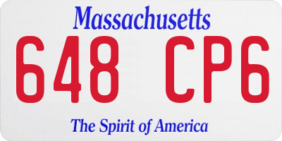 MA license plate 648CP6