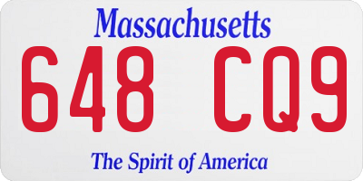 MA license plate 648CQ9