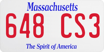 MA license plate 648CS3
