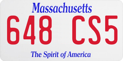 MA license plate 648CS5