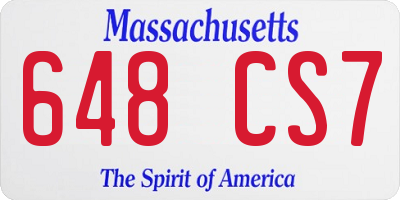 MA license plate 648CS7