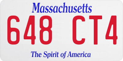 MA license plate 648CT4