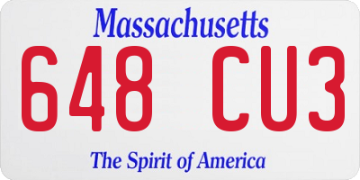 MA license plate 648CU3