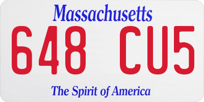 MA license plate 648CU5