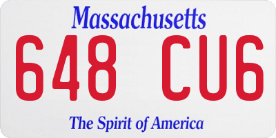 MA license plate 648CU6