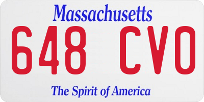 MA license plate 648CV0