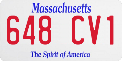 MA license plate 648CV1