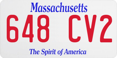 MA license plate 648CV2
