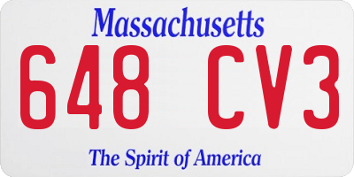 MA license plate 648CV3