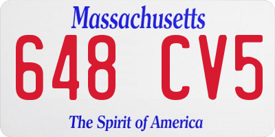 MA license plate 648CV5