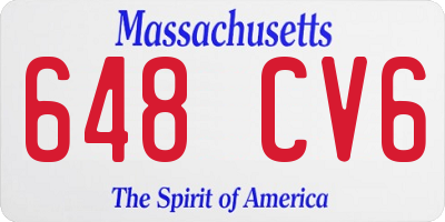 MA license plate 648CV6