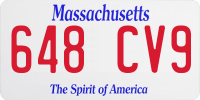 MA license plate 648CV9