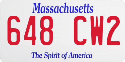 MA license plate 648CW2